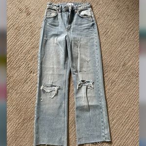 Brand new zara ripped wide leg jeans